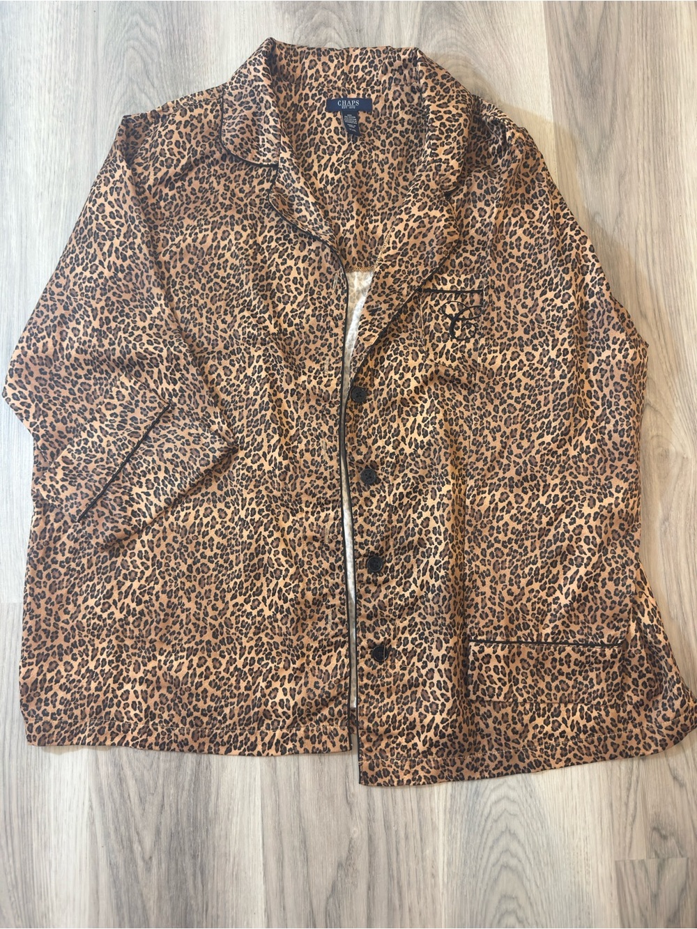Chaps Women's Leopard Print Button-Up Pajama shirt